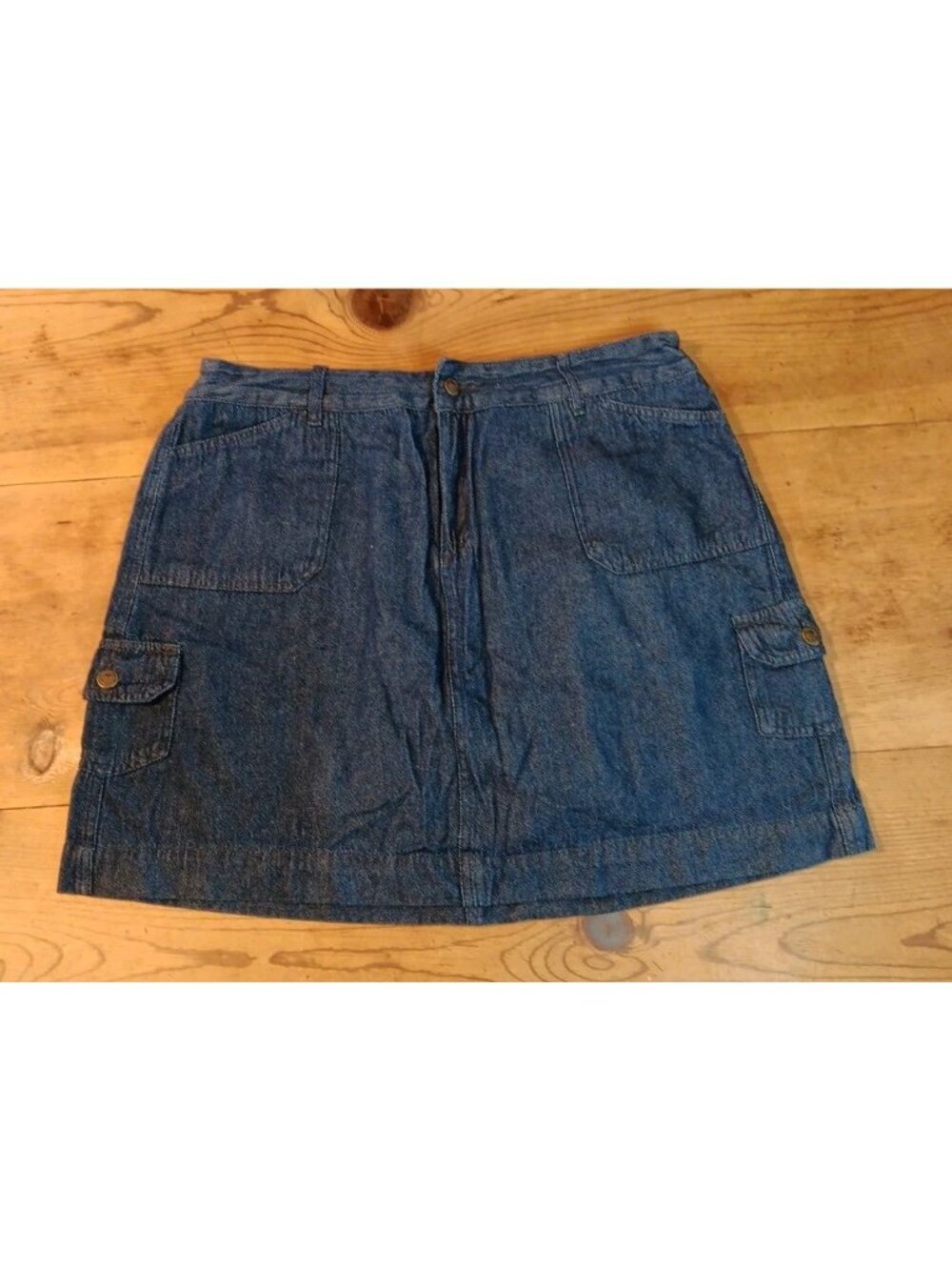 Woman Within Plus 16W Cargo Mini Skort Cotton Denim Pockets Zip Skirt Utility